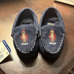 Ralph Lauren Kids Moccasins in Navy with Polo Bear
